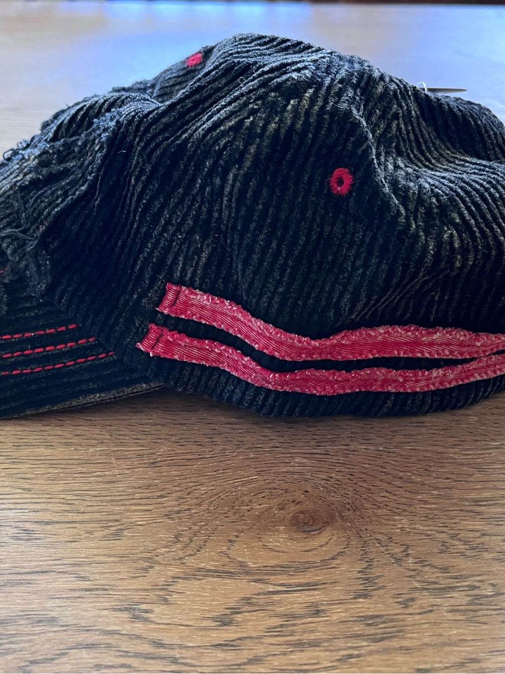 Free People Black Corduroy Cap with Red Stitching - Picture 2 of 5
